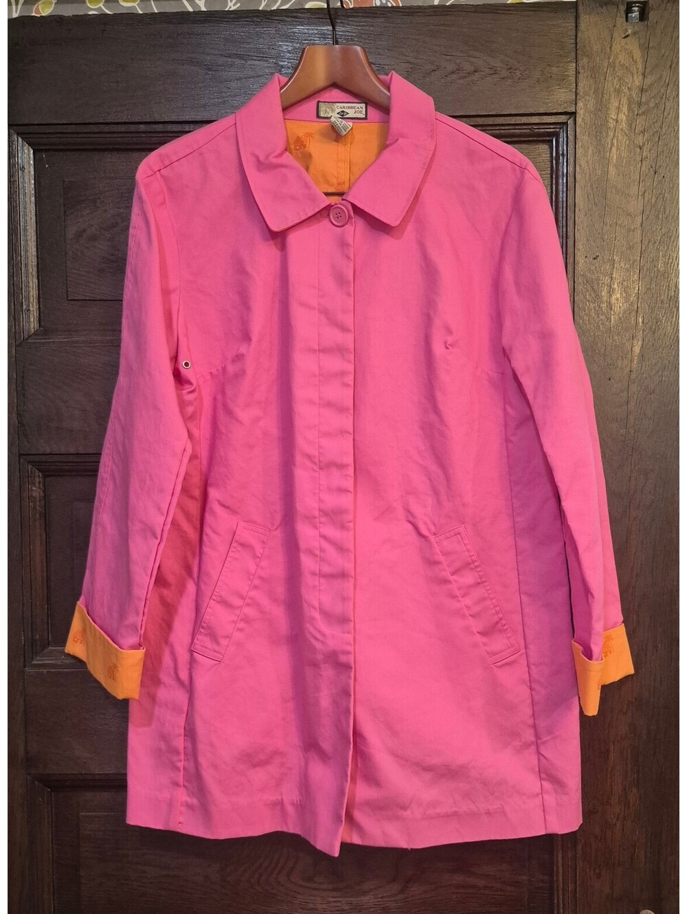 Vibrant Caribbean Joe "Let Go" Mid-Length Trench Coat